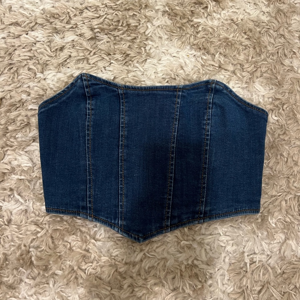 Denim corset top